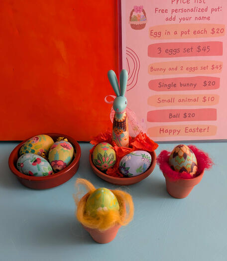 Easter bunny and eggs