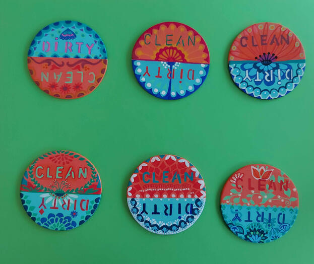 Wooden dishwasher magnets $10