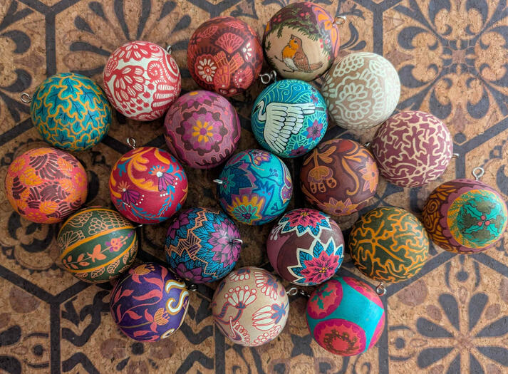 Hand painted Christmas' decorations